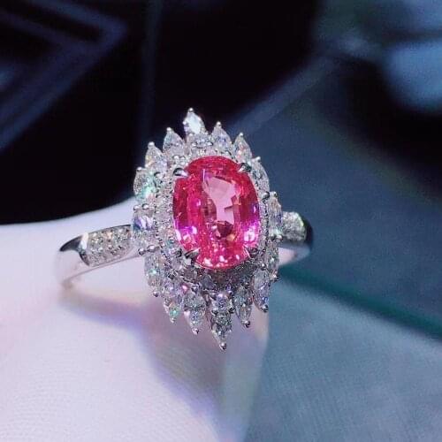 H626 Pink Sapphire Ring Real Pure 18 K Natural Pink Sapphire Gemstones 1.54ct Diamonds Stone Female Ring