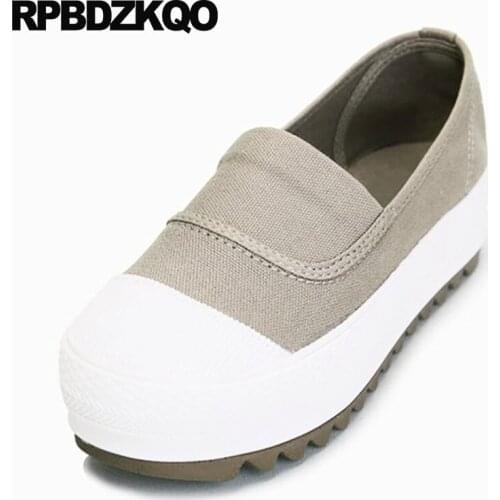 Thick Sole China Retro Canvas Shoes Chinese Creepers Ladies Women Round Toe Slip On Muffin Elevator Platform Wedge Spring Autumn