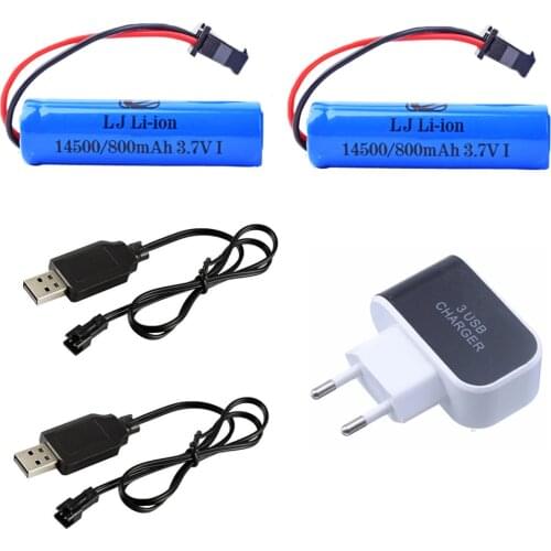 14500 Battery 3.7V 800mah Lipo Battery and charger set For C2 D828 RC Stunt Dump Car Toy Accessory 3.7 V RC battery SM-2P PLUG