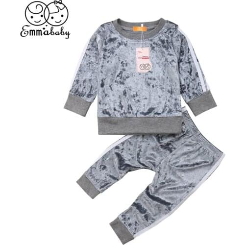 Toddler Kid Baby Girl Clothes Set 2Pcs Long Sleeve Velvet Casual Top T-Shirt Panties Pants Leggings Spring Autumn Outfit 6M-5T