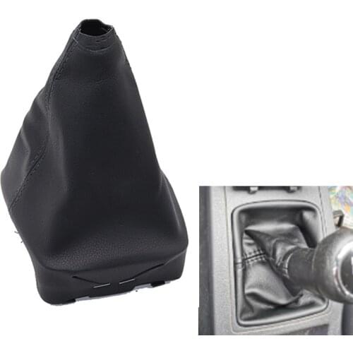 Leather Car Shift Gear Knob Lever Gaitor Boot Cover Frame Manual For VW Polo 9N 9N2 2002 2003 2004 2005 2006 2007 2008 2009