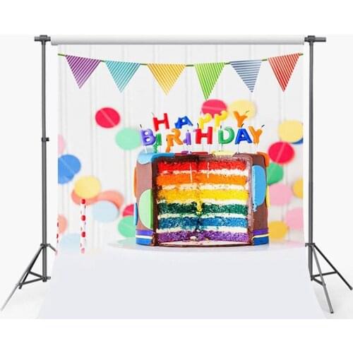 Colorful Flags Backdrops for Photography Newborn Seamless Rainbow Ice Cream Cake Backgrounds for Photo Studio White Wood Wall