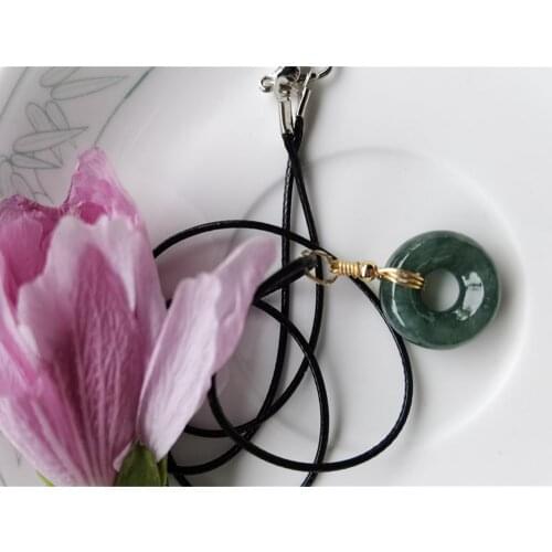 Natural Jade Peace Button Pendant Jadeite Emerald Necklace Carved Charm Jewellery Fashion Amulet for Men Women Lucky Gifts