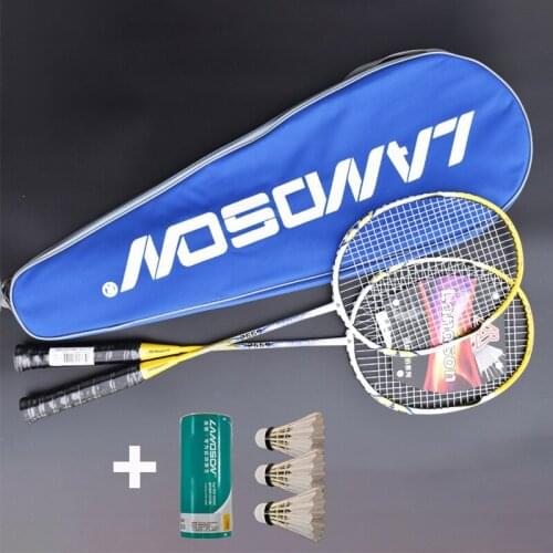 LANDSON Adminton Racket Single and Double Racket Adult Men Women Offensive Durable Childrens Junior High School Student Suit