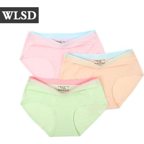 Summer Seamless Women Sexy Cotton Panties Ice Silk Fashion Women Underwear Briefs for Girls Nylon Silk Soft Bikini 3pcs/set