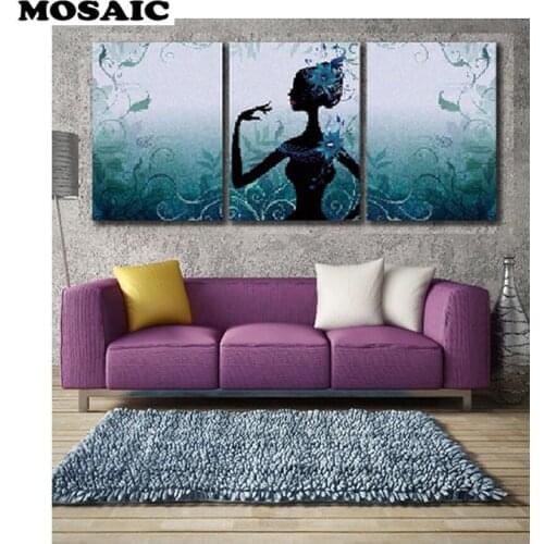3pcs set diamond painting Mosaic 5D DIY Paint With Diamonds Painting Full Square cartoon fairy Woman Picture Of Rhinestone decor