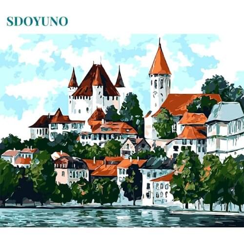 SDOYUNO DIY Oil Painting By Numbers Scenery 60x75cm Paint By Numbers On Canvas Number Painting Frameless Handpaint Home Decor