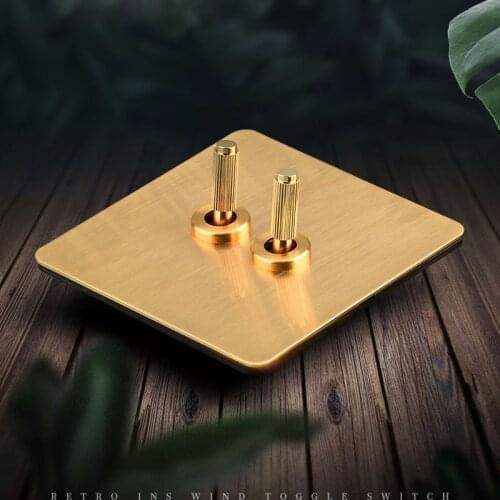 Wall Light Toggle Switch 1-4 Gang 2 Way Metal Panel Retro Brass Lever Switch 10A 220V 86 Type