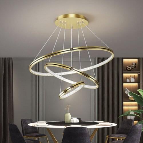 Nordic Minimalist Luxury Black Gold 3 layer Round LED Chandelier for Bedroom Living Dining Study Room Loft Home Indoor Lighting