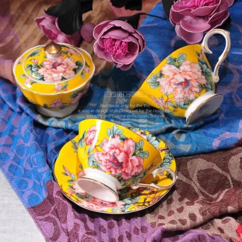 Peony afternoon tea set high grade ceramic coffee cup European luxury black tea cup