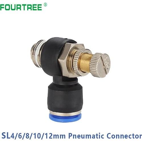 Pneumatic Speed Flow Controller 6mm 8mm 10mm 12mm OD Hose Tube 1/4" 1/8" 3/8" 1/2" Male Gas Air Limit Valve Quick Fitting
