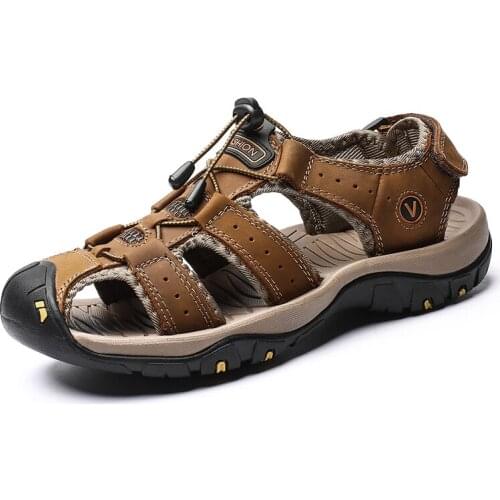 Plage Sandales Men Sandals Outdoor Beach Gladiator For Mens Summer Hole Leather Shoes Sandalias Piel Hombre Sandal Shoe