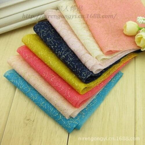 Mesh Legging Metallic yarn ribbon 12*50cm Volie Ribbon DIY Hair bowknot accessories material Satin Riband 5pcs/Lot