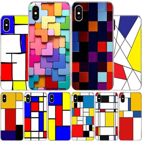 Mondrian grid Phone Case For Apple Iphone 11 12 Mini Pro X XR XS Max 7 8 6 6S Plus 5 SE 7G 6G + Art Cover Coque Capa Shell