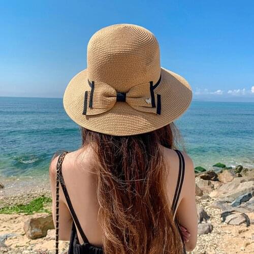 Summer Wide Brim Straw Hats Big Sun Hats For Women Uv Protection Bow Floppy Beach Hats Ladies Summer Hat For Women Wedding