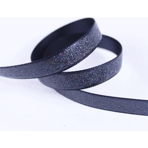 T.R RIBBON 3/8'' 9mm full glitter grosgrain polyester sparkle sprayed ribbon DIY handmade accessaries 030 black 10yards