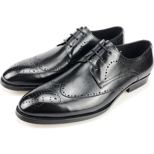 Derby Brogue Wedding Dress Man Shoes Fashion Style Business Handmade Shoe Best Designer Genuine Leather Men Shoes