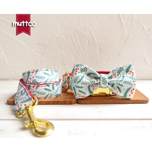 MUTTCO unique collar THE CHRISTMAIS LEAVES convenient to walk the dog leash accessory for small medium large dog 5 sizes UDC096B