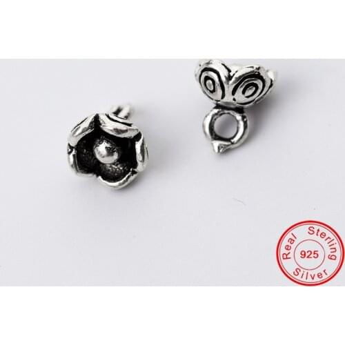 UQBing 925 Sterling Silver Retro Flower Pattern Charms Fit Pendant Necklaces Jewelry Findings