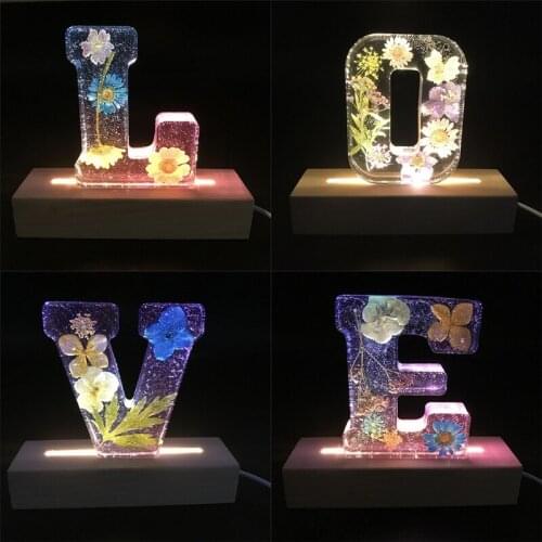 Jewelry Pendant Alphabet Epoxy Resin Mould English Letter Silicone Mold Keychain Pendant for Birthday Home Decoration