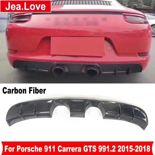 Real Carbon Fiber Rear Bumper Lip Diffuser Rear Decoration Car Body Styling for Porsche 911 Carrera GTS 991.2 2015-2018