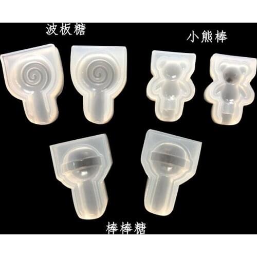 Mirror DIY glue mold 3 candy mold wave sugar bear Lollipop combination stereo clay mould