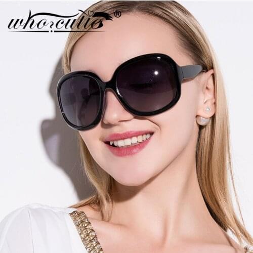 WHO CUTIE Fashion 80S Oval Sunglasses Women Oversized Brand Design 2020 Vintage Big Frame Black Sun Glasses Shades Female S217