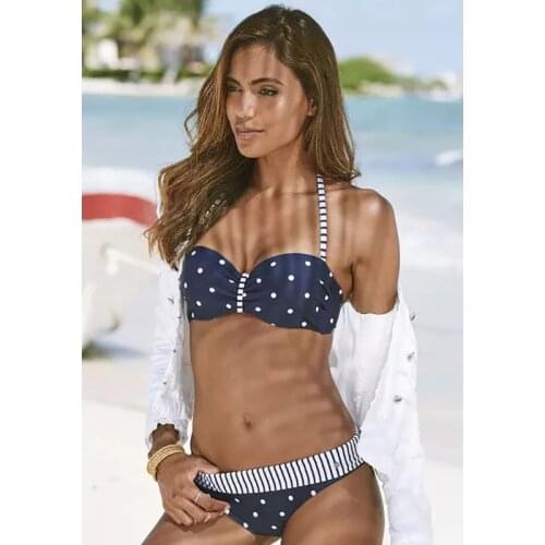 Womens Swimwear 2020 Vintage Bikini Retro Polka Dot Bikini high Waist Tube Top Bikinis Swimsuit 2 Piece