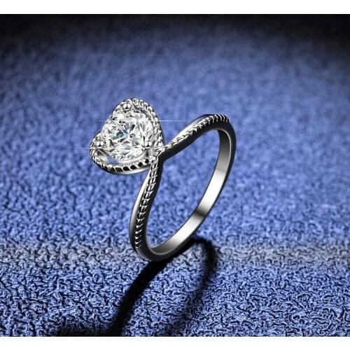 GICA GEMA Real 1ct D Color Moissanite 100% 925 Sterling Silver Wedding Rings For Women Sparkling Creativity Heart Fine Jewelry