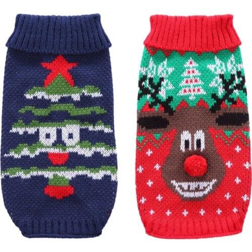Winter Warm Cat Dog Clothes Reindeer Christmas Sweater For Small Yorkie Pet Clothing Coat Knitting Crochet Clothing