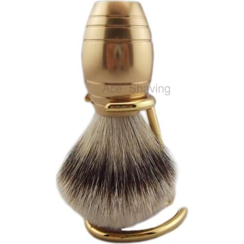 Golden Color Stainless Metal Handle Shaving Beard Brush Silvertip Badger HiarKnot Barber Kits