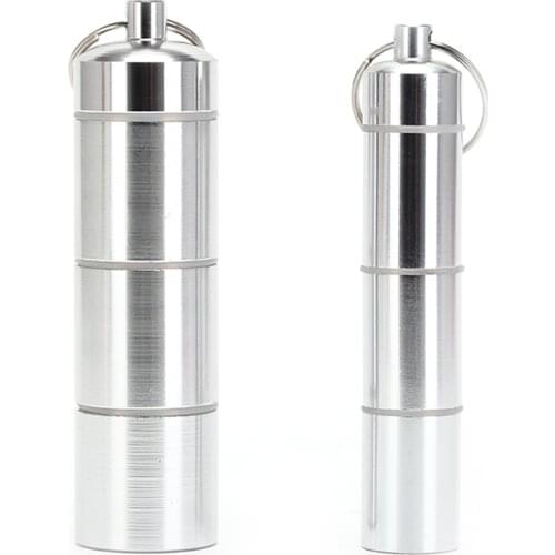 1PCS WaterProof Aluminum Drug Pill Cases Bottle Holder Container For Medicines Pillbox Worldwide Keychain Pill Box