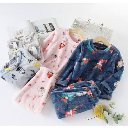 Tops+Trousers 2pcs Pajamas for Baby Boys Girls Homewear Toddler Kids Pyjamas Kids Flannel Sleepwear Winter New Children Clothes