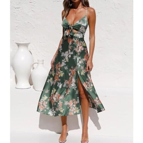 2021 Summer Women Sexy Strapless Backless Hollow Out Spilt Beach Dress Floral Print Casual Vestidos Mujer