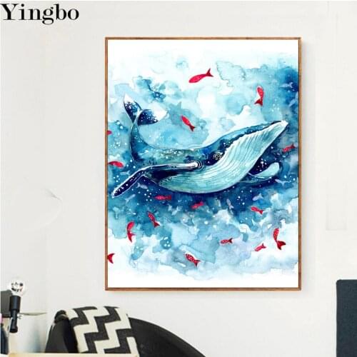 5D Diamond Painting Full Drill Diamond Embroidery Whale Fish Picture Of Rhinestone Handmade Mosaic Pattern Home Decoration