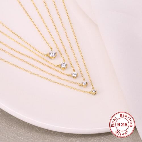 Aide 925 Sterling Silver Necklace 2020 New Winter Sparkling Gold Color Necklace Moon & Stars Heart Necklace Women Jewelry Gift