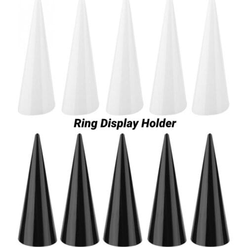Fashion 5pcs Single Finger Cone Fingertip Display Ring Holder Storage Acrylic Display Showcase Stand Rings Jewelry Organizer