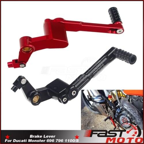 Red /Black Rear Foot Brake Pedal Cafe Racer Right Brake Lever Motorcycle Accessories For Ducati Monster 696 796 1100/S 2008-2016