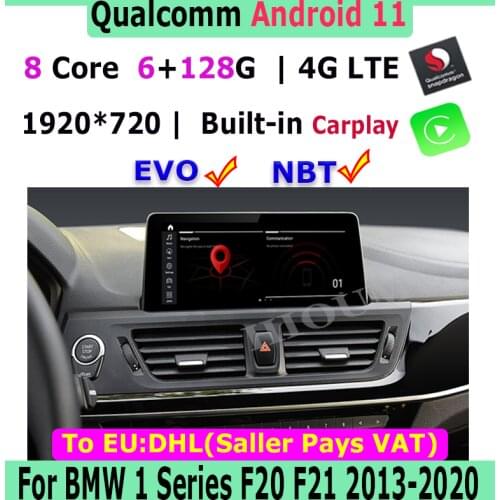 10.25" Snapdragon Android 10 Car Multimedia Player GPS Navigation Radio for BMW 1 Series F20 F21 2013-2017 Stereo BT Carplay RHD