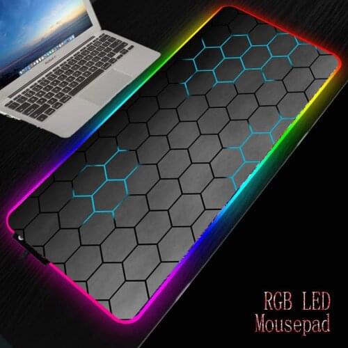 Hexagon Texture Large RGB Mouse Pad Xxl Gaming Mousepad LED Mause Pad Gamer Mouse Carpet Big Keyboard Desk Mat with Backlit Mat
