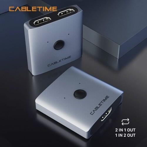 CABLETIME HDMI 2.0 4K Switcher Bi-Direction 2 in 1 out HDMI Adapter for Desktop TV Box PS5 Matebook HDMI Switcher N399