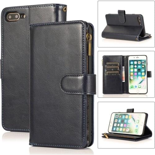 Zipper Leather Flip Case For iPhone SE 2020 Kickstand Protect Fundas Multi Card Holder Cover For iPhone 7 8 6 6S Plus Etui Coque