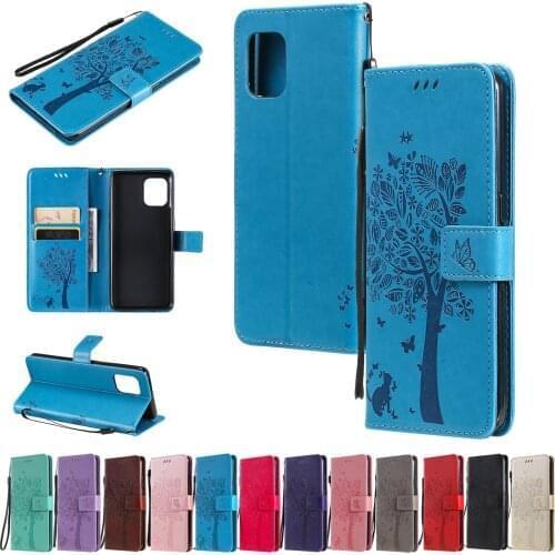 Leather Case For OPPO A53 A53S A15 A15S A35 A74 A94 A93 F17 F19 Pro A72 5G 3D Tree Cat Case Wallet Flip Magnetic Stand Case