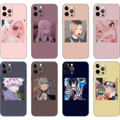 Black tpu case for iphone 5 5s se 2020 6 6s 7 8 plus x 10 XR XS 11 12 mini pro MAX back cover Anime icons