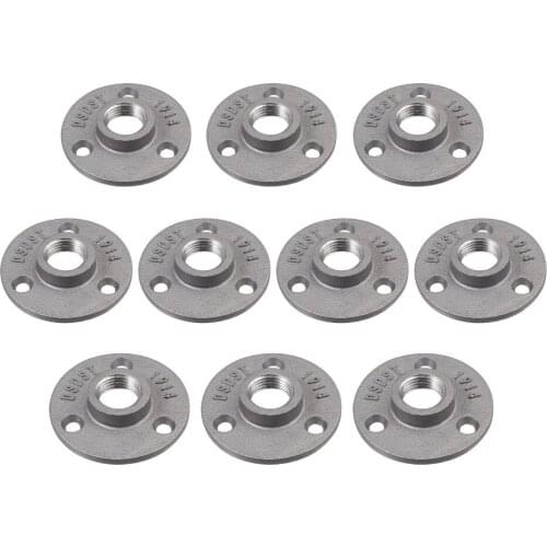 COMBUYFIT 10pcs 1/2" 3/4" 1" Aluminum Alloy Decoration Malleable Floor/Wall Flange 3Hole Key Hardware Tool Casting Pipe Fittings