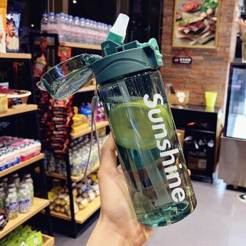 Korean style Harajuku personality cup sports outdoor leak-proof portable water bottle student water cup straw cup