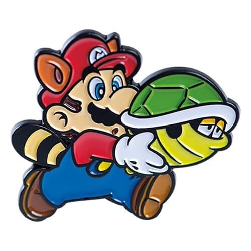 Enamel pin green turtle shell brooch retro video game badge Nintendo fans gift