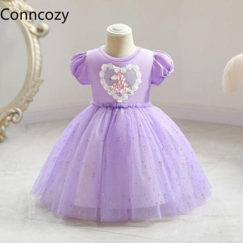Summer 2021 Girls Dress Cotton Short-sleeved Dress Childrens Day Show Rainbow Puffy Mesh Princess Dress Party Dresses for Girls