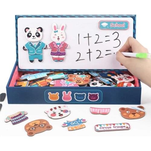 Animal Changing Clothes Magnetic Box Rich Character Costumes Building Blocks Safe Smooth Educational Toys For Toddler