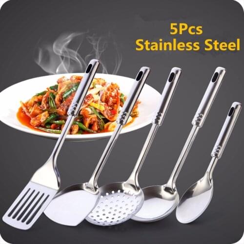 5 Piece Stainless Steel Utensil Set Kitchen Cooking Tools Spoon Spatula Ladle